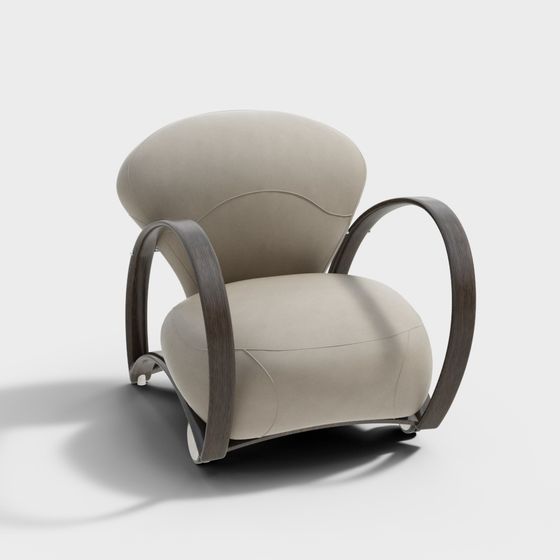 Stylish Streamline Sofa Chair 3D model for Modern Spaces