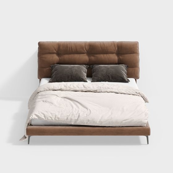 Stylish Low-Polygon Bed 3D Model for Contemporary Spaces