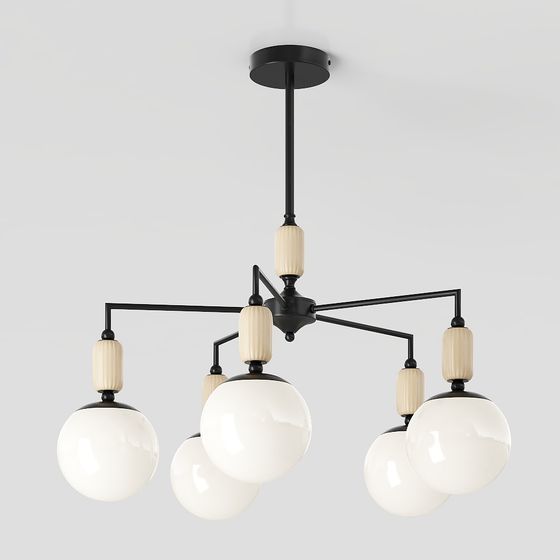 Art Deco Sphere Chandelier 3D Model – Retro-Modern Lighting