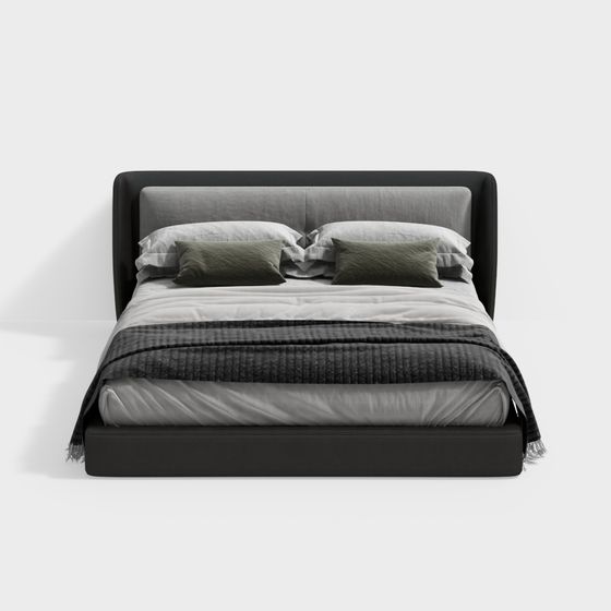 Modern Low-Polygon Bed 3D model