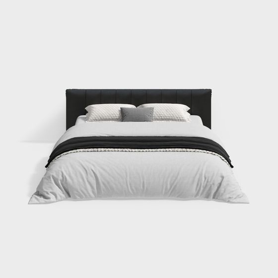 Stylish Low Poly Bed 3D model for Contemporary Interiors