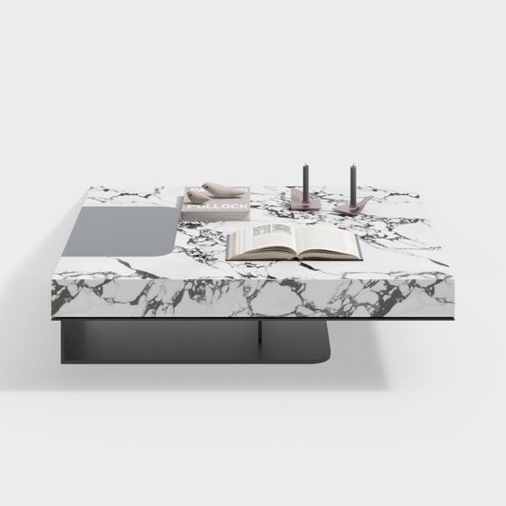 Elegant Marble-Style Coffee Table 3D Model