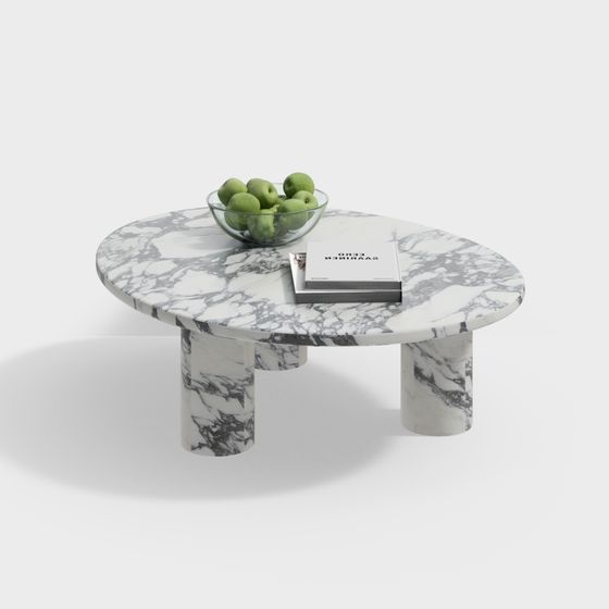 Stylish Marble Round Table 3D model for Modern Interiors