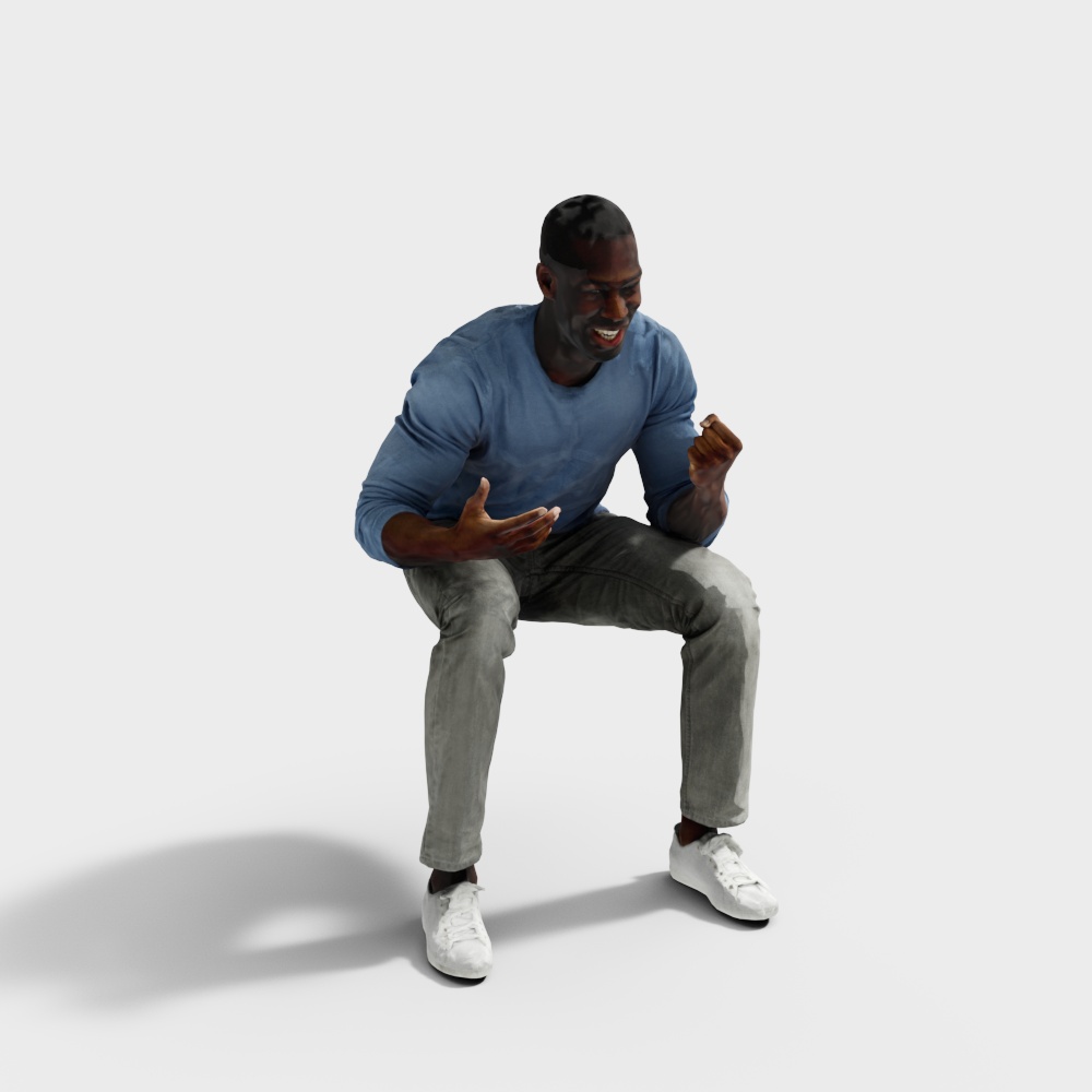 African American Casual Dressed Man Sitting Posture
