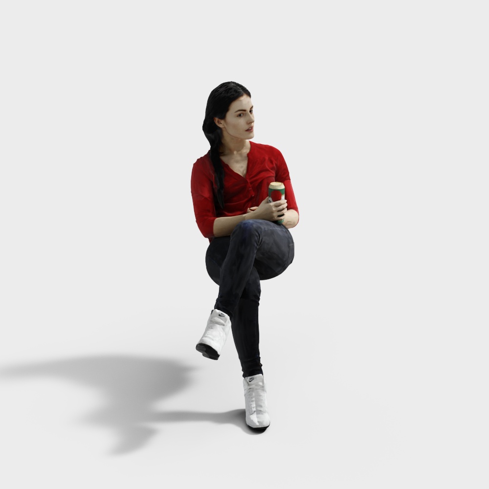 Stylish 3D Model of a Confident Woman in Urban Setting