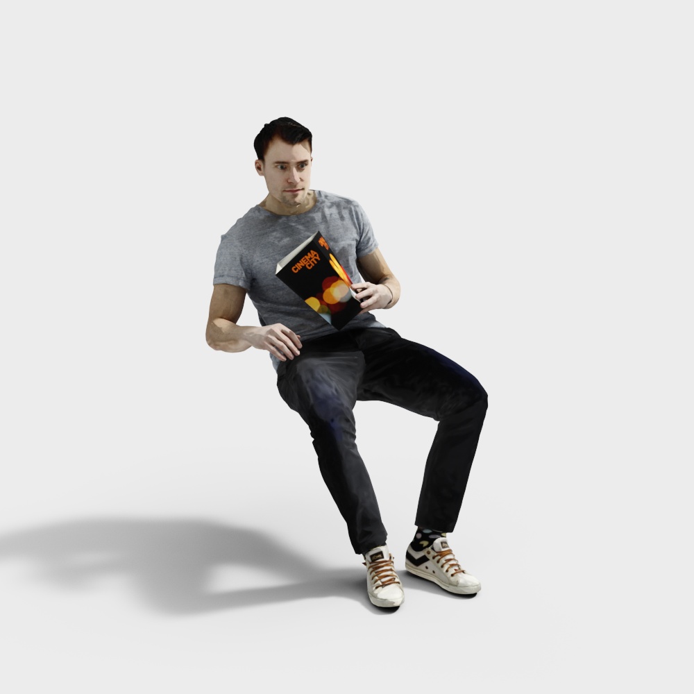 Stylish Low Poly Reader 3D Model