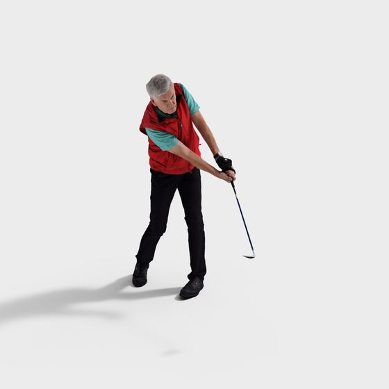 Realistic Low-Poly Senior Golfer 3D model