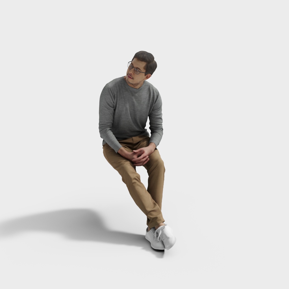 Sitting there, a young man looks thoughtful