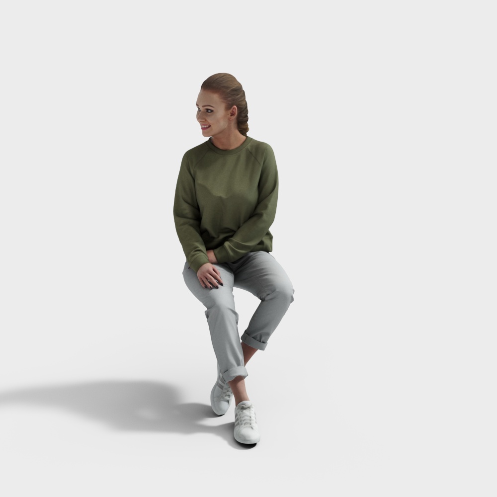 Casual Olive Green Outfit 3D Model
