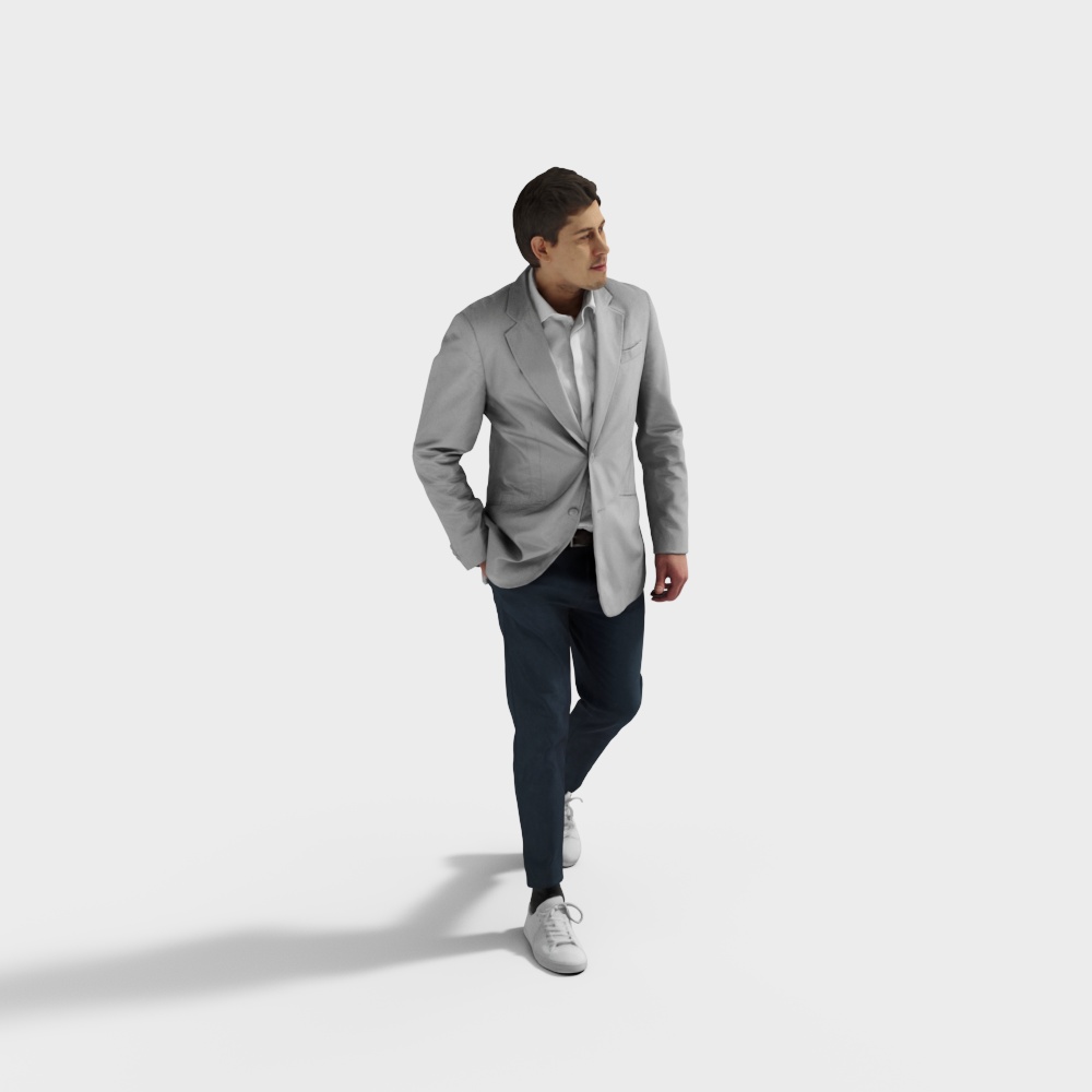 Middle-Aged Man Walking in Formal Attire