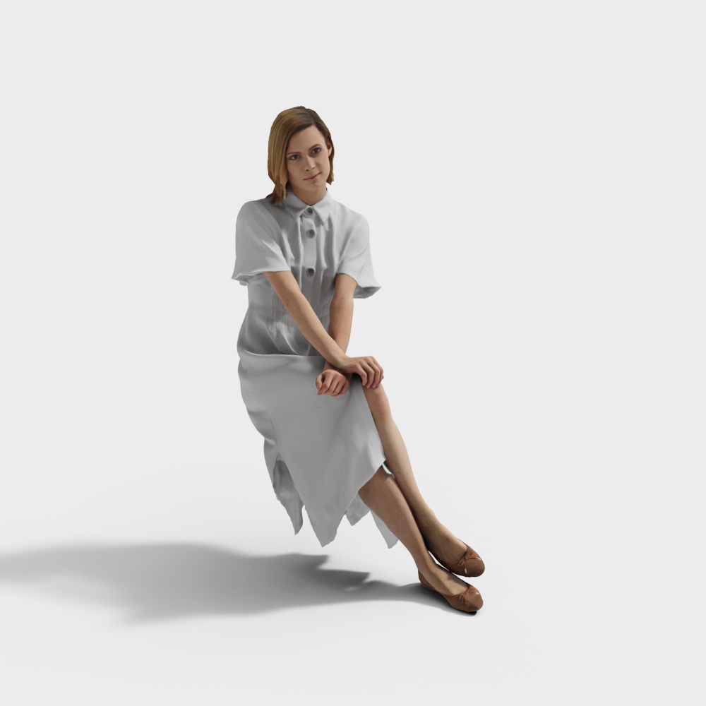 Sitting Middle-Aged Woman