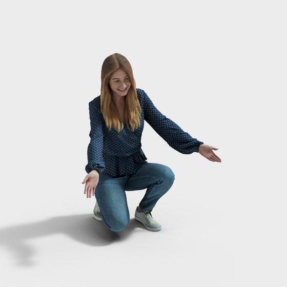 Stylish Young Woman 3D Model for Design and Animation