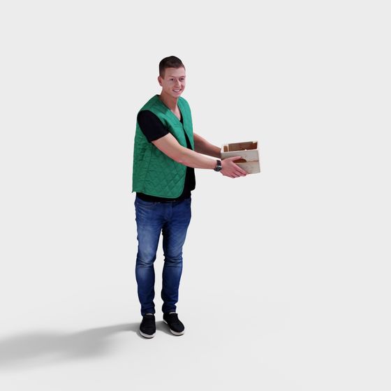 Vibrant Low-Poly 3D Laborer Model for Creative Projects