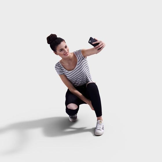 Selfie Girl 3D Model - Vibrant Urban Fashion
