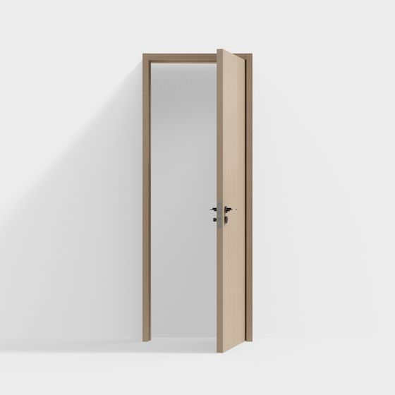 Elegant Low-Polygon Wooden Door 3D model
