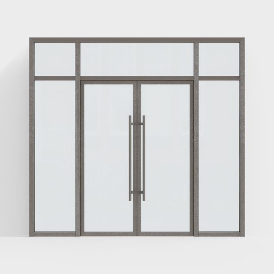 Elegant Glass Curtain Wall Door 3D model