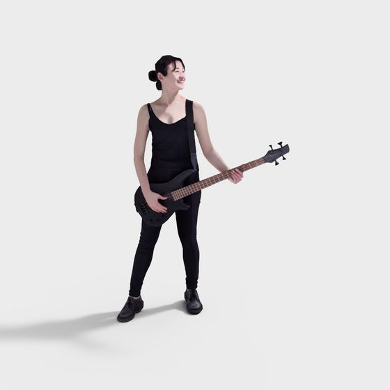 Stylish 3D Guitarist Model for Artistic Creations