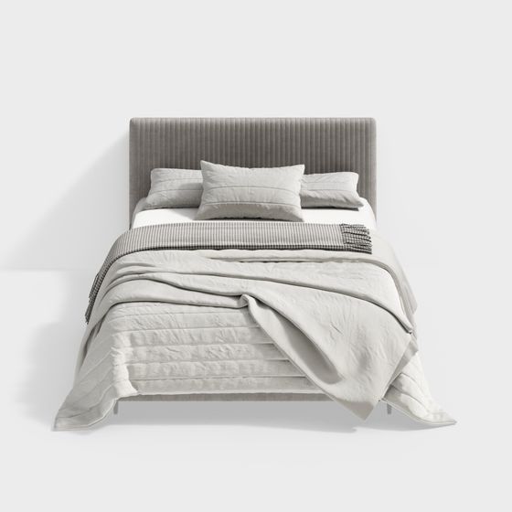 Minimalist Gray Single Bed 3D Model