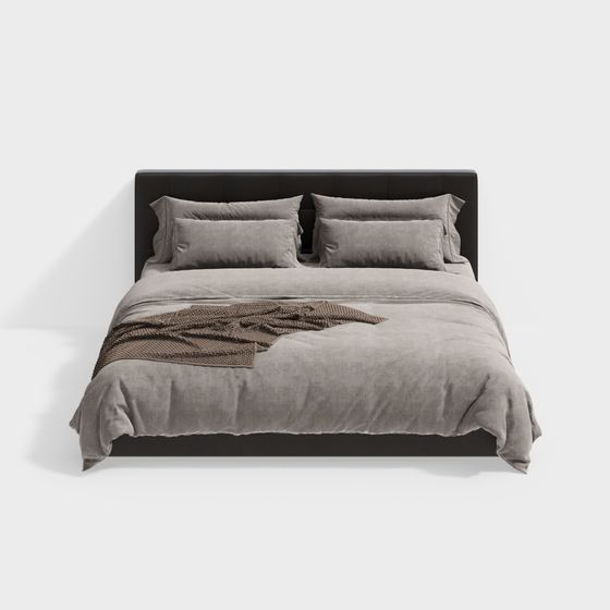 Elderly Room Bed 3D Model in Black