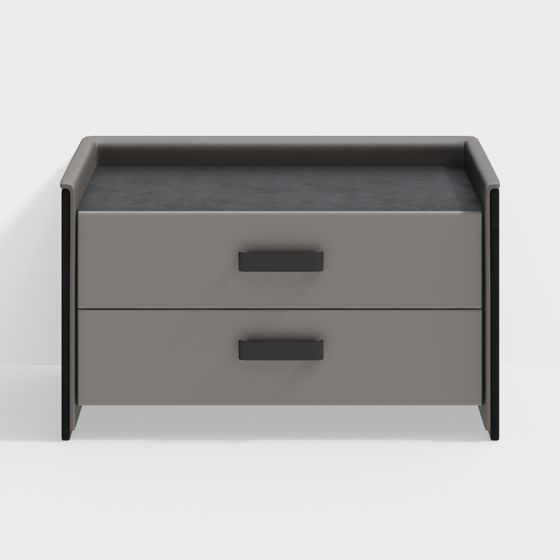 Sleek Gray Bedside Table 3D model for Modern Interiors