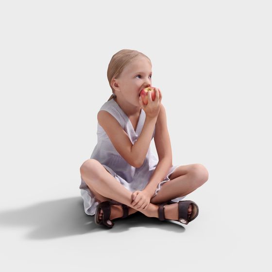 Charming Apple Girl 3D Model for Kids’ Projects