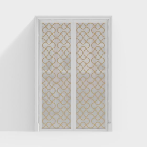 Lattice Glass Door 3D model