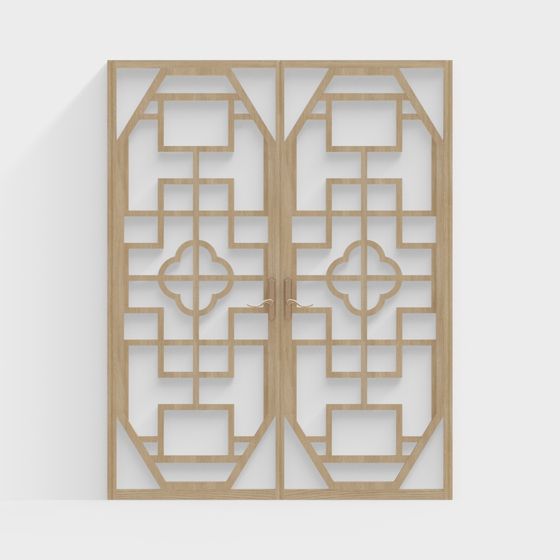 Elegant Low-Poly Wooden Door 3D model