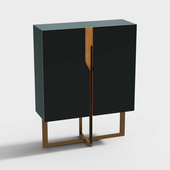 Sleek Minimalist Storage Cabinet 3D model for Contemporary Spaces