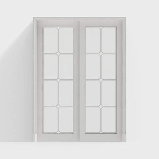 Elegant Double Glass Door 3D model for Modern Interiors