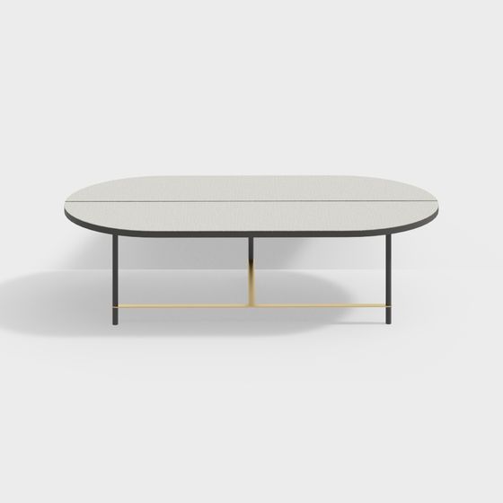 Elegant Oval Coffee Table 3D model for Modern Interiors
