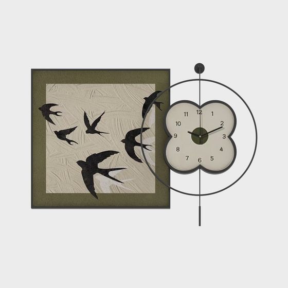 Swallow Clock 3D model - Artistic Design