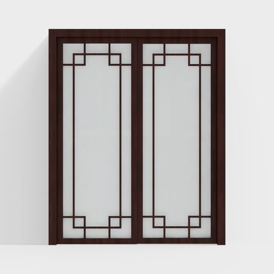 Geometric Glass Door 3D model for Modern Interiors