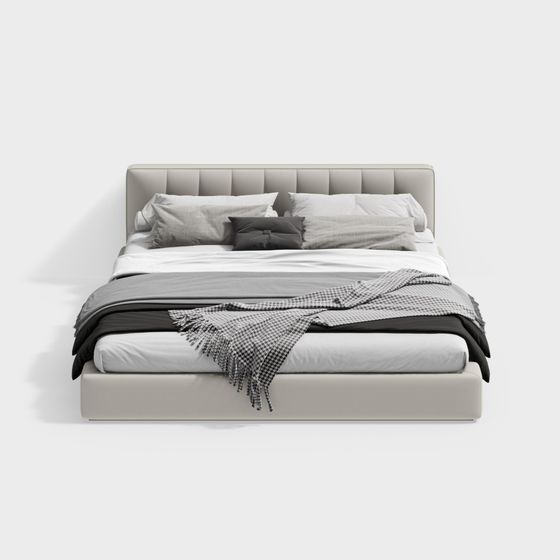 Stylish Low-Poly Bed 3D model for Modern Homes
