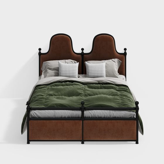 Elegant Vintage Industrial Bed Frame 3D model