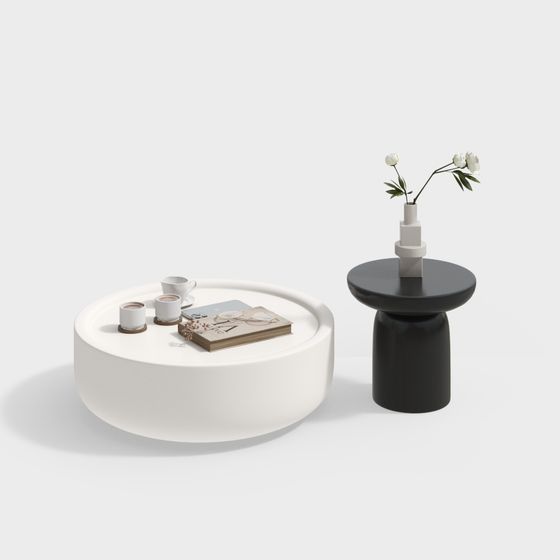 Minimalist Round Table and Vase 3D model