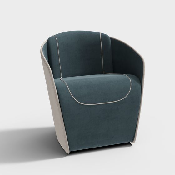 Stylish Low-Poly Green Velvet Chair 3D model for Modern Spaces