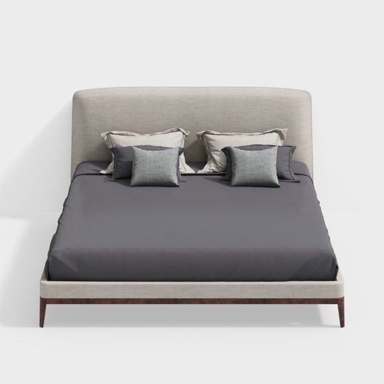 Elegant Low-Poly Bed 3D model for Modern Interiors