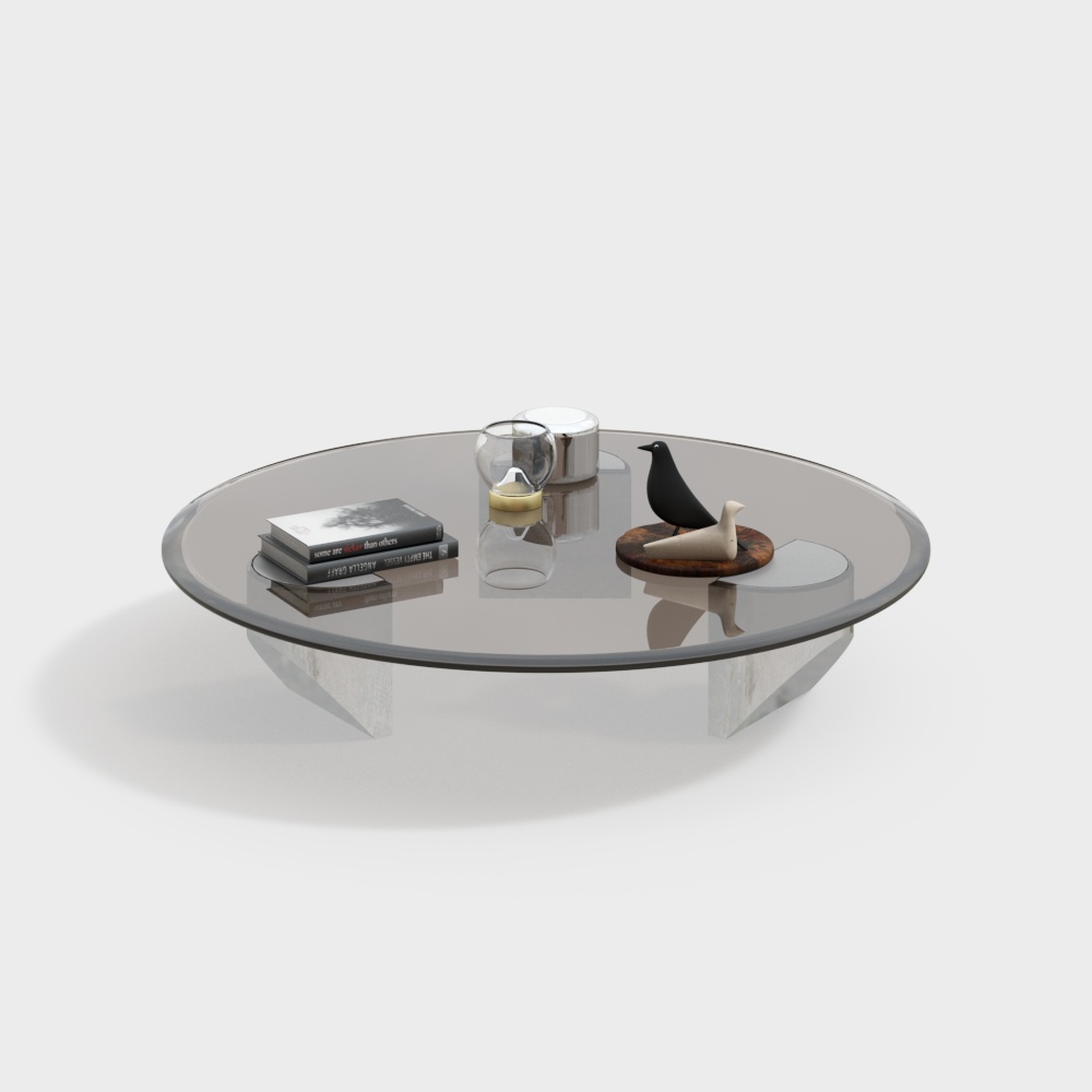 Elegant Round Glass Coffee Table 3D model