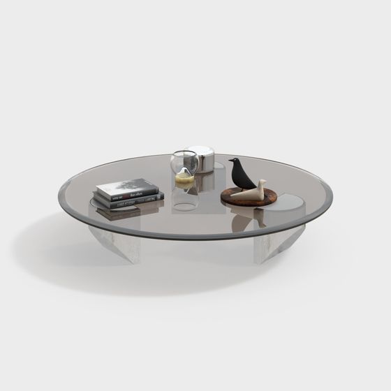 Elegant Round Glass Coffee Table 3D model