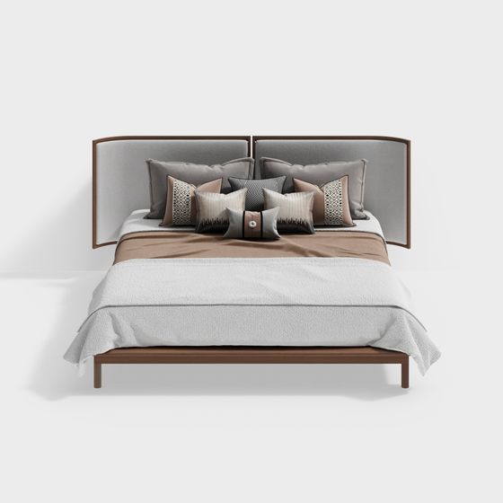 Stylish Low-Poly Bed 3D model for Modern Interiors