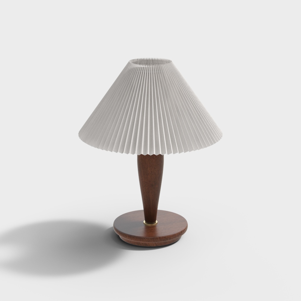 Mid-Century Pleated Table Lamp 3D Model – Low-Poly Lighting