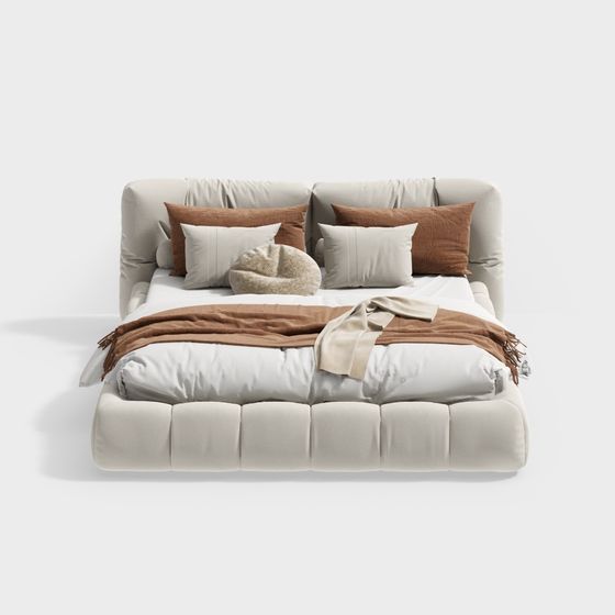 Stylish Minimalist Bed 3D model for Cozy Spaces