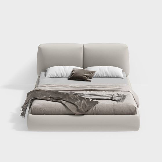 Stylish Minimalist Bed 3D model for Modern Interiors