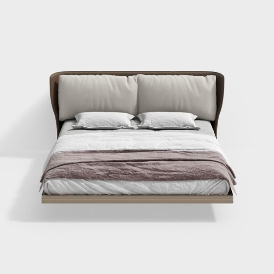 Elegant Minimalist Bed 3D model for Modern Interiors