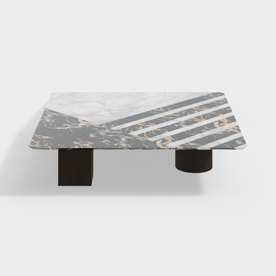 Stylish Minimalist Marble Coffee Table 3D model