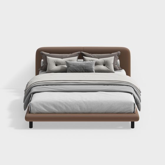 Elegant Low-Polygon 3D Bed Model for Modern Interiors