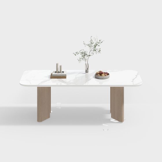 Stylish Marble Dining Table 3D model for Modern Interiors
