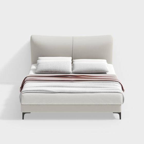 Elegant Minimalist Bed 3D model for Modern Interiors