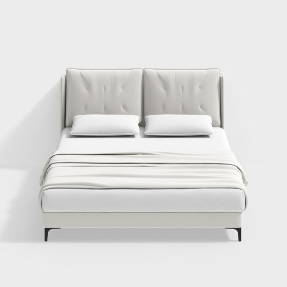 Sleek Minimalist Bed 3D model for Modern Interiors