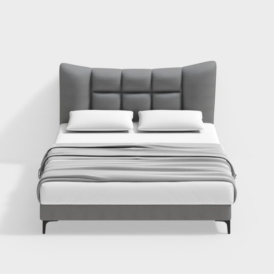 Contemporary Gray Bed 3D model for Modern Spaces